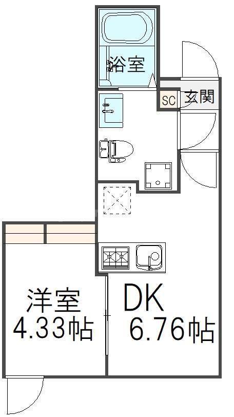 中葛西計画(1DK/2階)の間取り写真