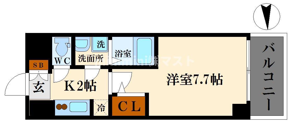 S-RESIDENCE難波イースト(1K/14階)の間取り写真
