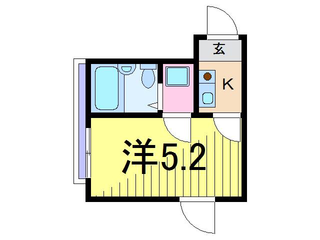 ラトゥール(ワンルーム/2階)の間取り写真