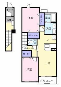サニ-セトル B(2LDK/2階)の間取り写真