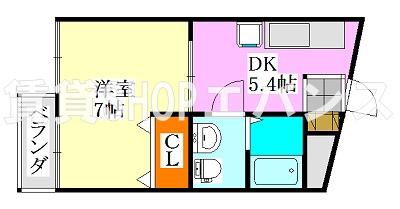 ハイツリバーランドII(1DK/1階)の間取り写真
