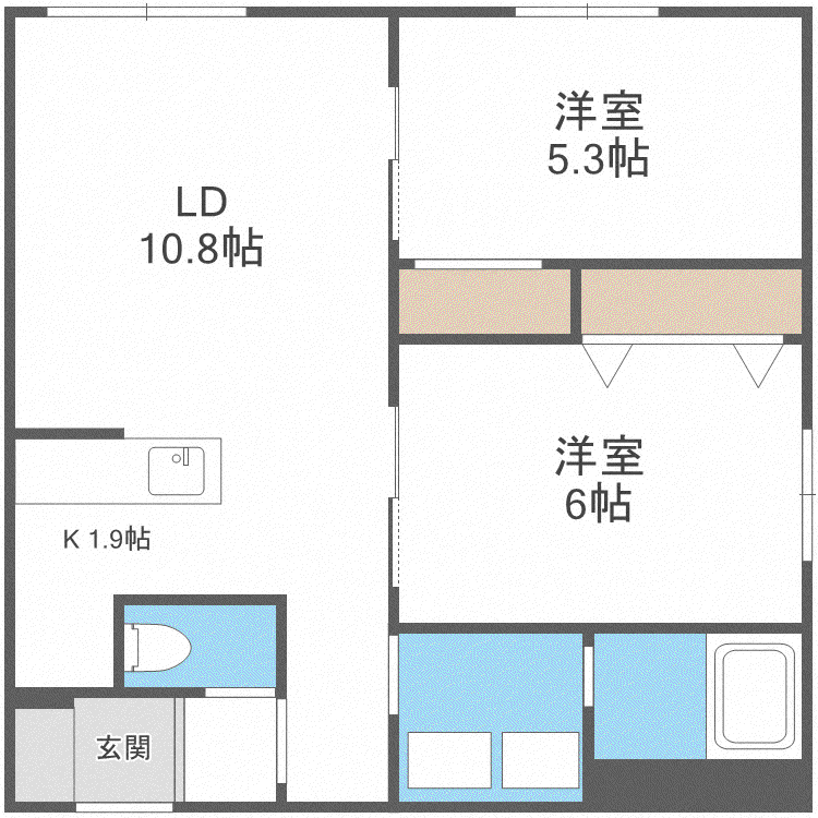 PREGARE(2LDK/2階)の間取り写真