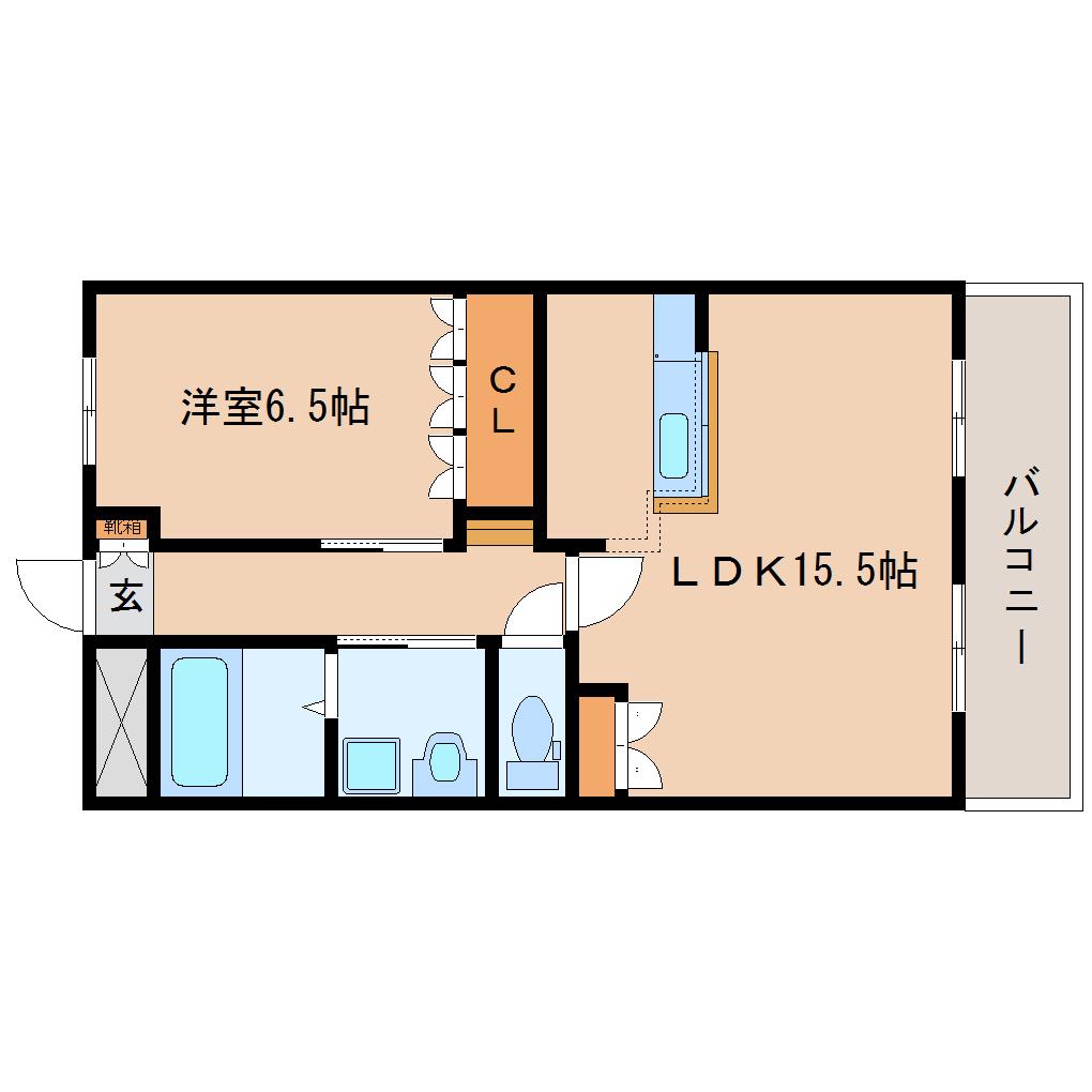 クレドール1番館(1LDK/2階)の間取り写真