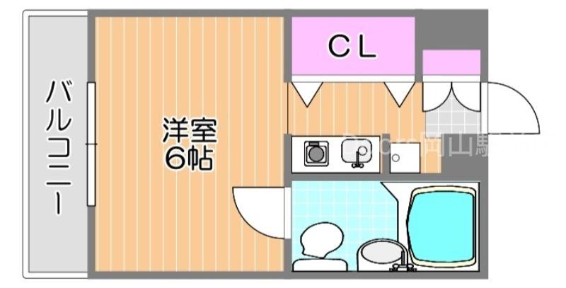 ラ・メール撫川(1K/1階)の間取り写真