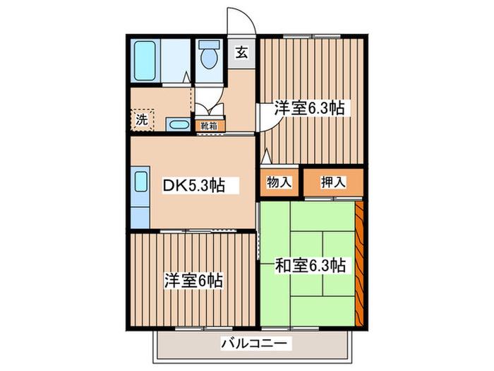 メゾン作ノ口(3DK/2階)の間取り写真