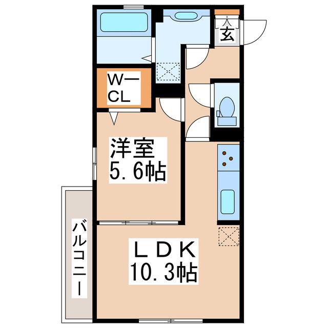 ドミール WITHD(1LDK/2階)の間取り写真