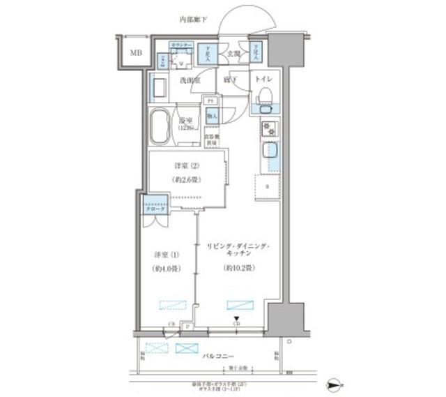 パークアクシス住吉ガーデンスクエア(2LDK/6階)の間取り写真