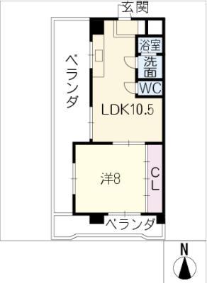 エステイト ツジ(1LDK/5階)の間取り写真