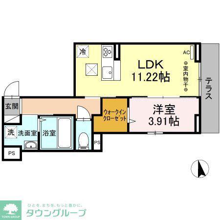 エミネンスF(1LDK/1階)の間取り写真