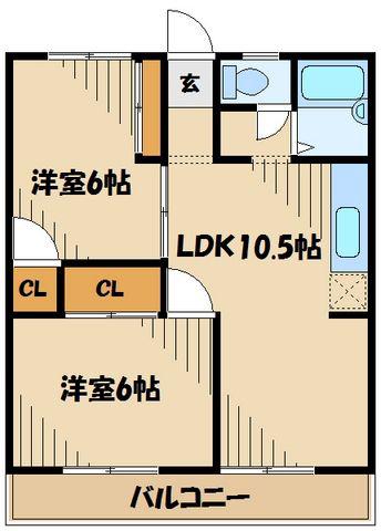 ガーデンウエストII(2LDK/1階)の間取り写真