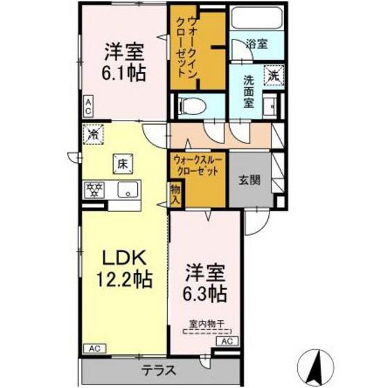CRASPEDIA(2LDK/1階)の間取り写真