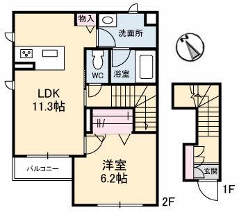 メゾンN(1LDK/2階)の間取り写真