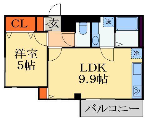 MODERNCROWD CHIBA(1LDK/5階)の間取り写真