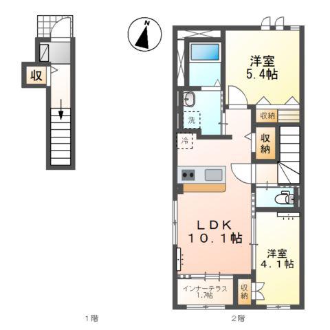 プリオールS(2LDK/2階)の間取り写真