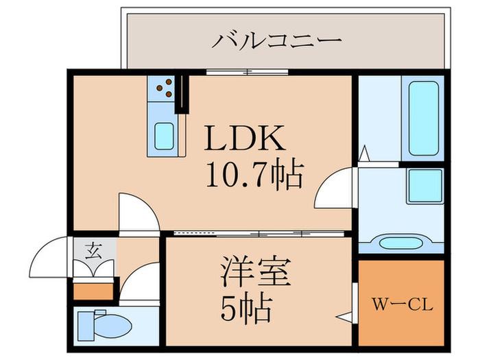 MER行事 A棟(1LDK/3階)の間取り写真