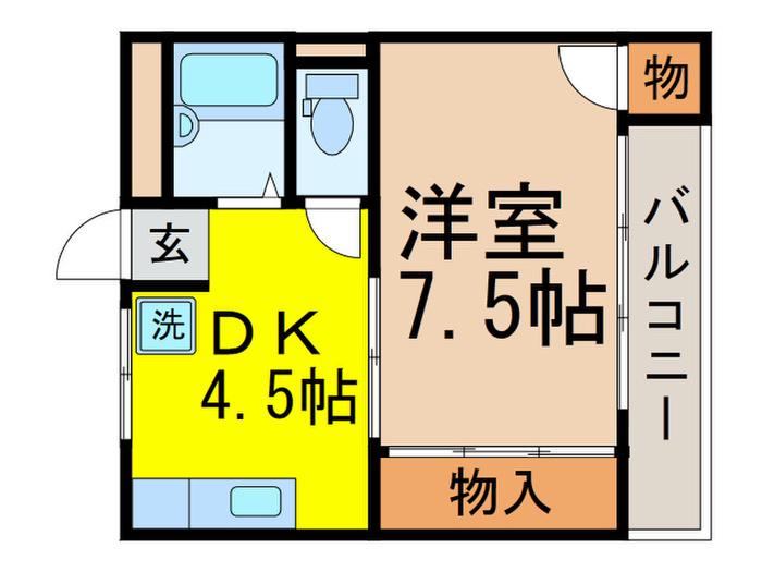 モンシャトー石神井成和(1DK/4階)の間取り写真