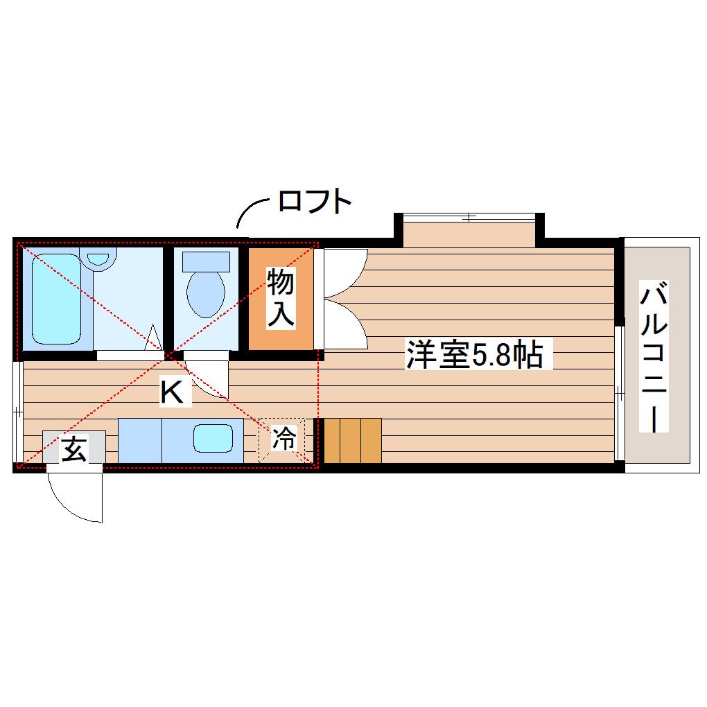 ユミハウス(1K/2階)の間取り写真