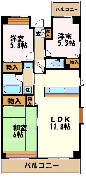 グレース代官4(3LDK/2階)の間取り写真