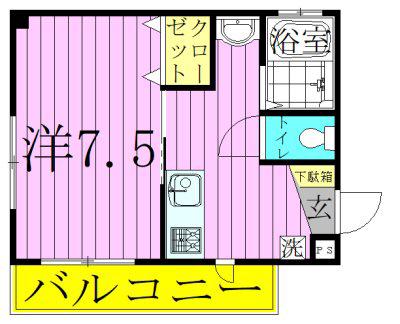 東武伊勢崎線 西新井駅 徒歩4分 3階建 築23年(1K/2階)の間取り写真