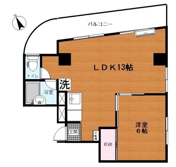 ドエルミヤガワ(1LDK/3階)の間取り写真