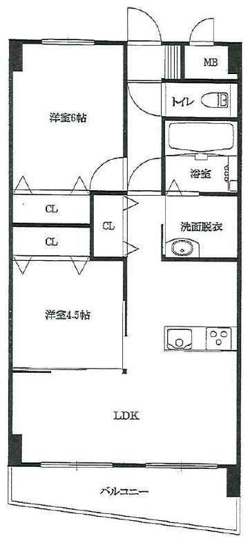 グランノーブル西宮(2LDK/2階)の間取り写真