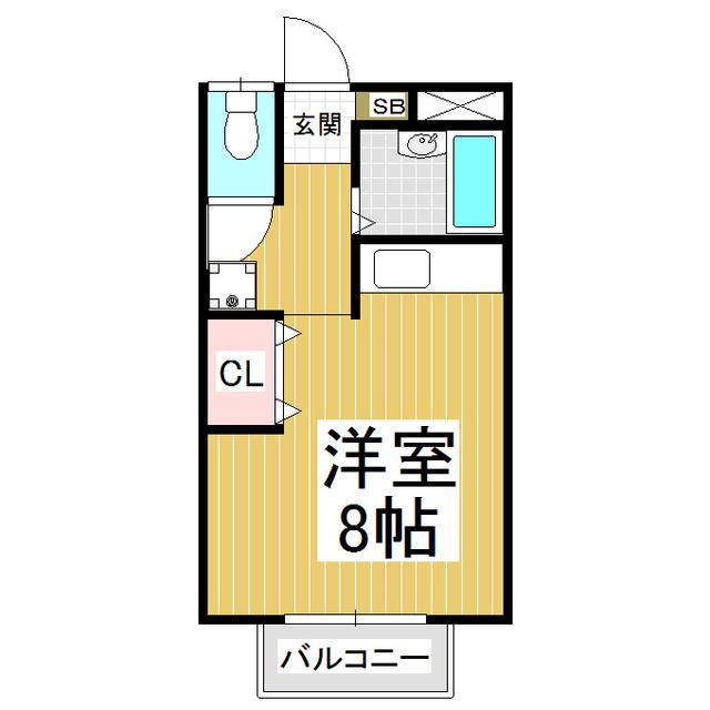 ハイツ北島(ワンルーム/2階)の間取り写真