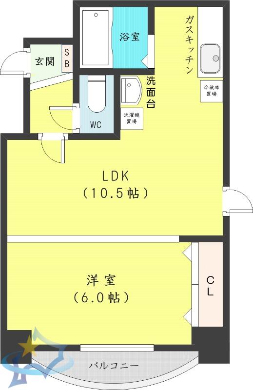 コトン大通中央(1LDK/5階)の間取り写真
