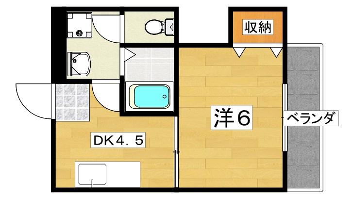 シャルマン香里(1DK/1階)の間取り写真