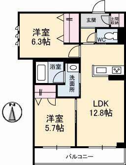 メゾンフェリシア(2LDK/2階)の間取り写真
