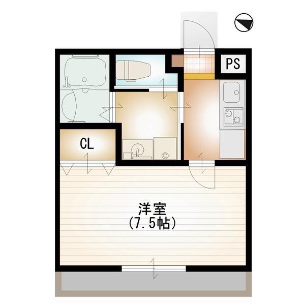 クローバー八番館(1K/3階)の間取り写真
