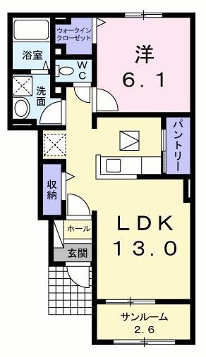 ネロミロスB 102(1LDK/1階)の間取り写真