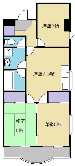 菊長ビル(3DK/2階)の間取り写真