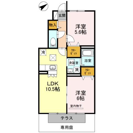 フォレスト コート(2LDK/1階)の間取り写真