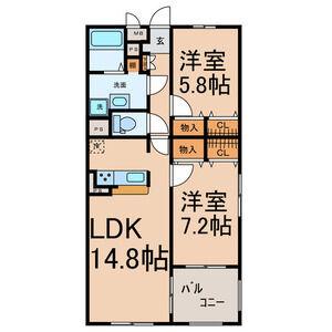 カモミーユ(2LDK/3階)の間取り写真