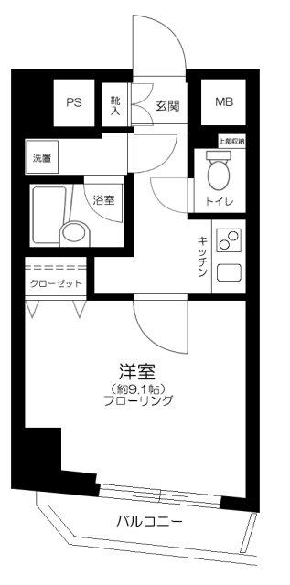レガリアタワーレジデンス(1K/8階)の間取り写真