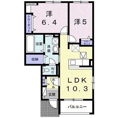 シエンプレ(2LDK/1階)の間取り写真