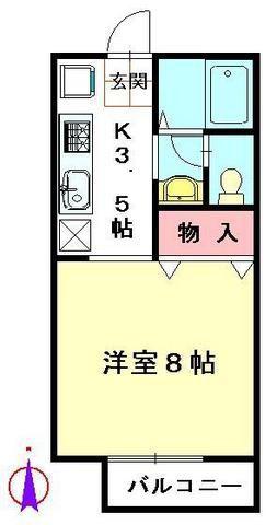 M・Tスクエア(1K/2階)の間取り写真