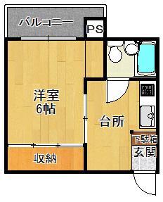 コーポナンゴウ(1K/2階)の間取り写真