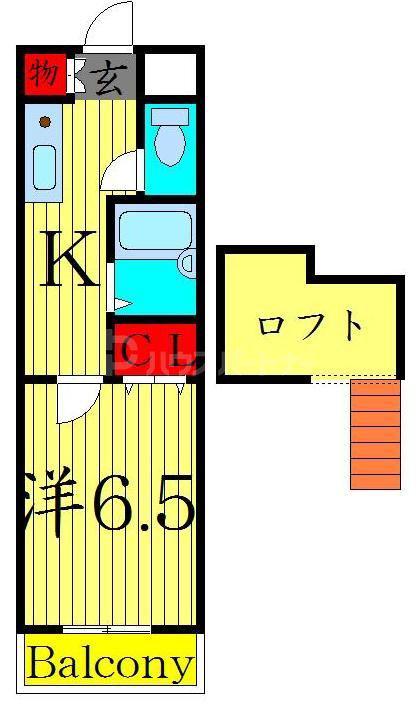 グランシャレー青井(1K/2階)の間取り写真