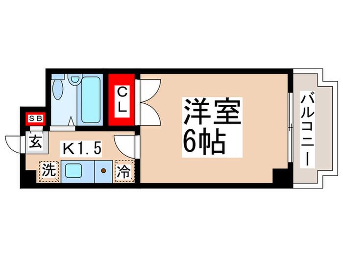 メビウスセイワ(1K/1階)の間取り写真