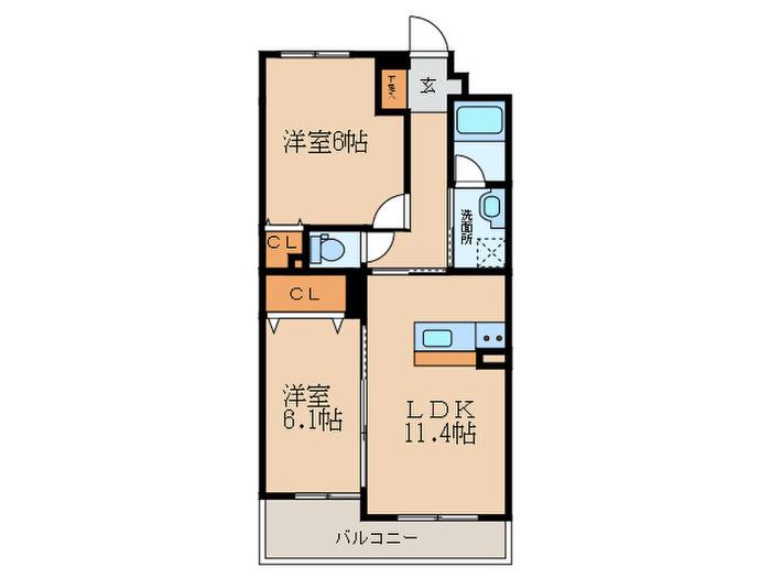 浜町テラス(2LDK/3階)の間取り写真