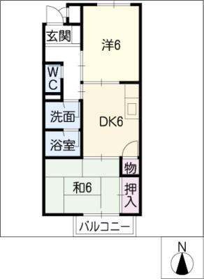 エスポワール大井A・B(2DK/2階)の間取り写真