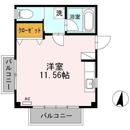 ハピネス本郷II(ワンルーム/2階)の間取り写真