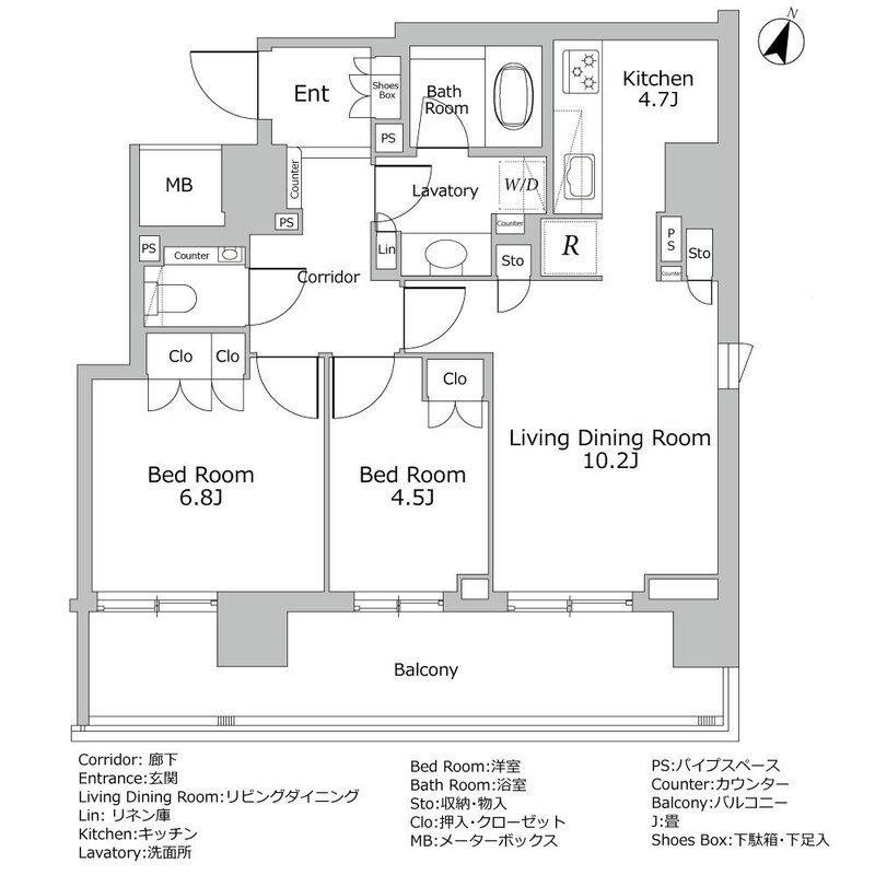 ザ・パークハウス五番町(2LDK/6階)の間取り写真