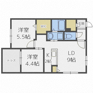 ラフィナート豊平公園(2LDK/1階)の間取り写真