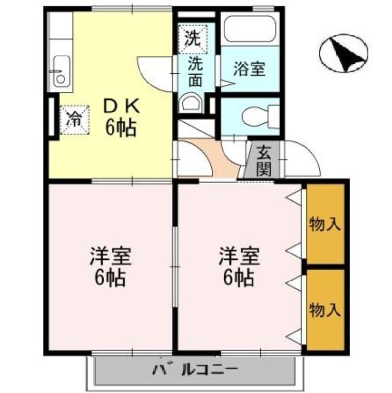 ウィルモアシュテアン(2DK/1階)の間取り写真