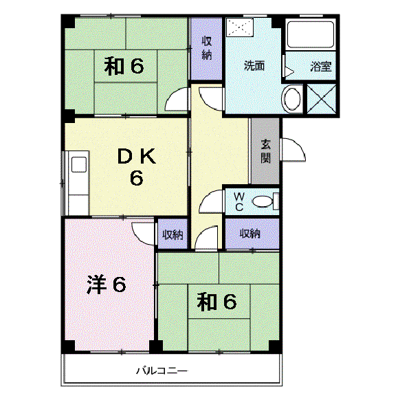 メゾン手原(3DK/1階)の間取り写真