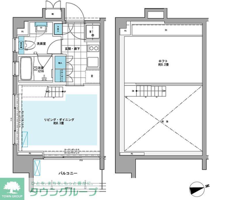 プライムアーバン芝浦LOFT(1K/10階)の間取り写真