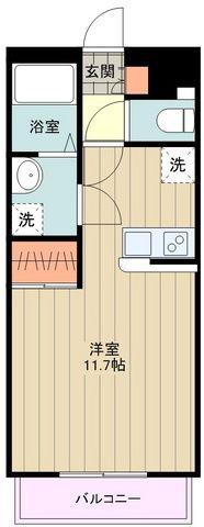 グランウッド E(ワンルーム/2階)の間取り写真