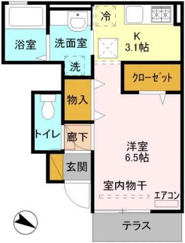 アリエル(1K/1階)の間取り写真